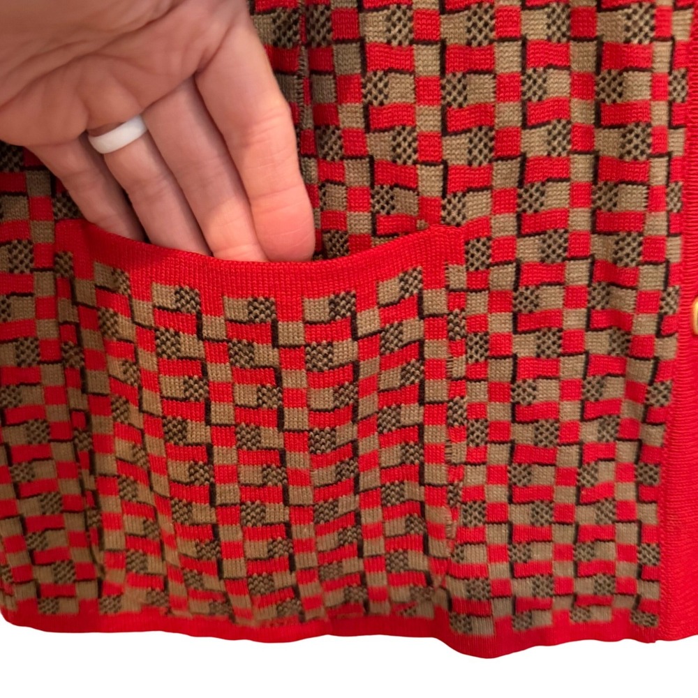 Altra Vintage Italian Wool Cardigan Sweater Women's Medium Red Retro Cottagecore - Picture 3 of 8